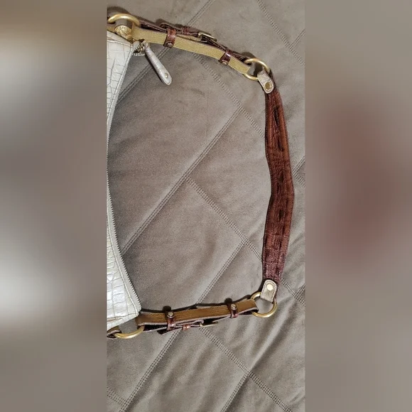 Brahmin Vintage Elegant Leather Cream and Brown  Women's Bag. - Picture 6 of 7